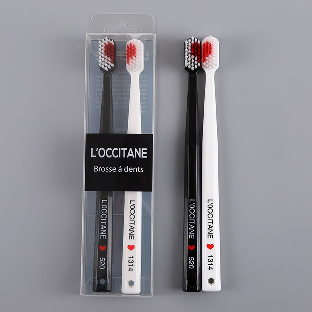 2pcs/Pack Soft-bristle Toothbrush Black White