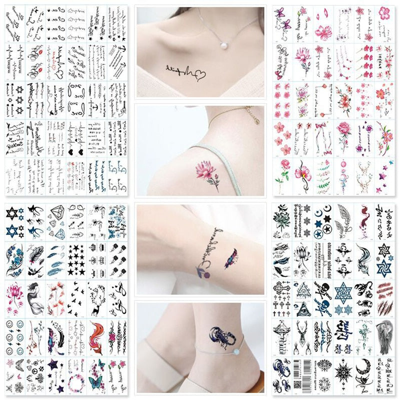 30Pcs/Set No Repeat Temporary Tattoo Stickers Waterproof Tattoos For Women