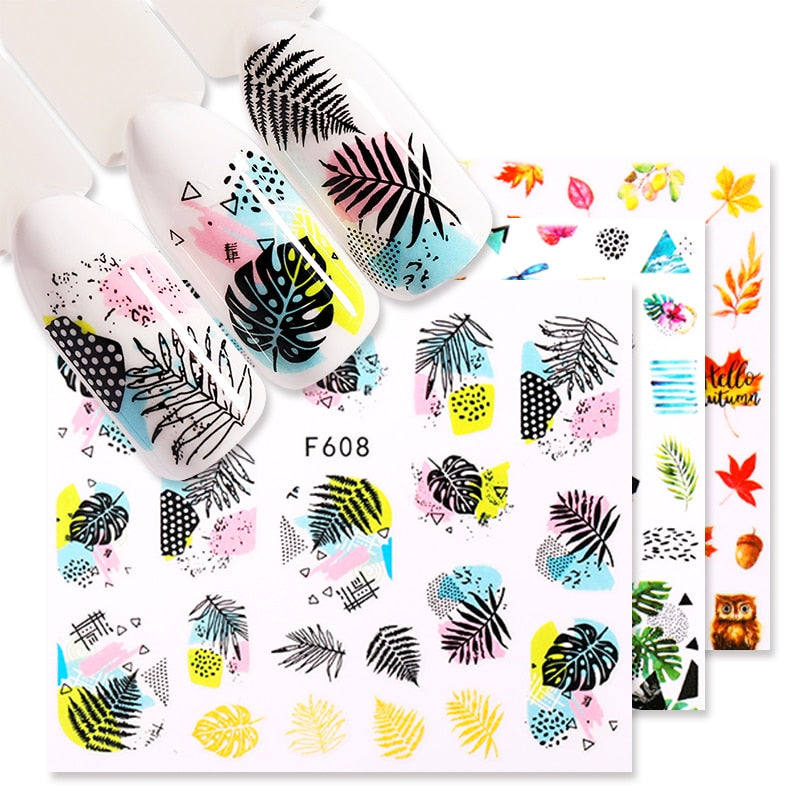 1 Sheet Nail Sticker Flower Leaves Slider Transfer Nail Stickers