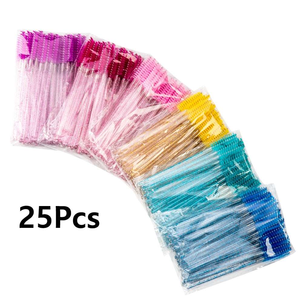 zwellbe New Good Quality Disposable 25 Pcs/Pack Eyelash Eye Lash Makeup Brush