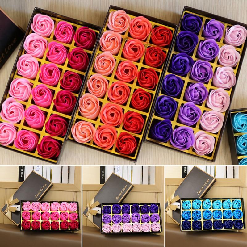 3 Colors 18Pcs/box Simulation Rose Soap with Gift Box Women Girl