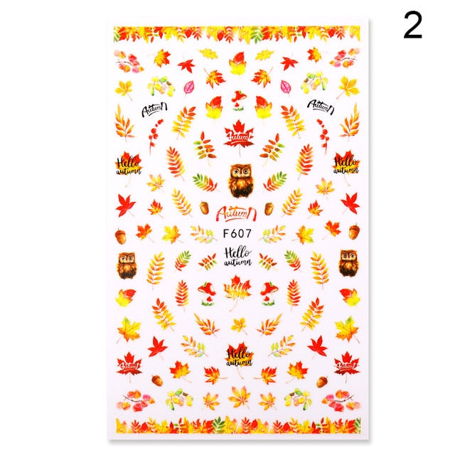 1 Sheet Nail Sticker Flower Leaves Slider Transfer Nail Stickers