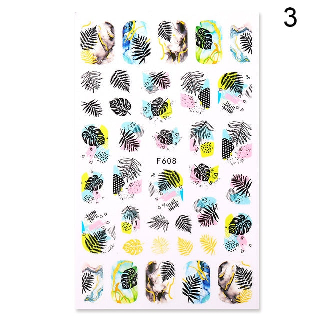 1 Sheet Nail Sticker Flower Leaves Slider Transfer Nail Stickers