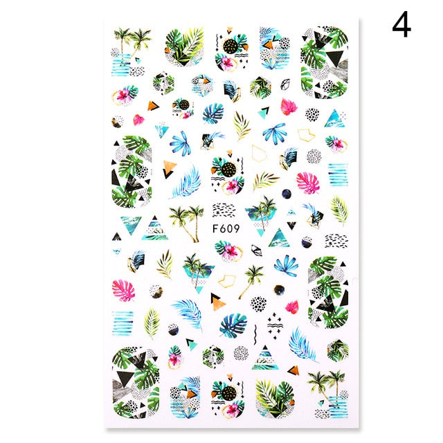 1 Sheet Nail Sticker Flower Leaves Slider Transfer Nail Stickers