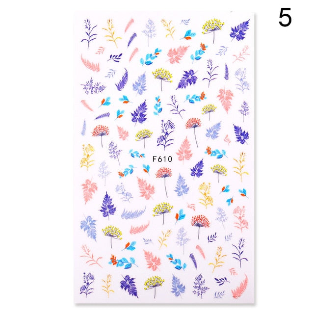 1 Sheet Nail Sticker Flower Leaves Slider Transfer Nail Stickers