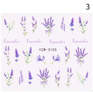 1 Sheet Nail Sticker Flower Leaves Slider Transfer Nail Stickers