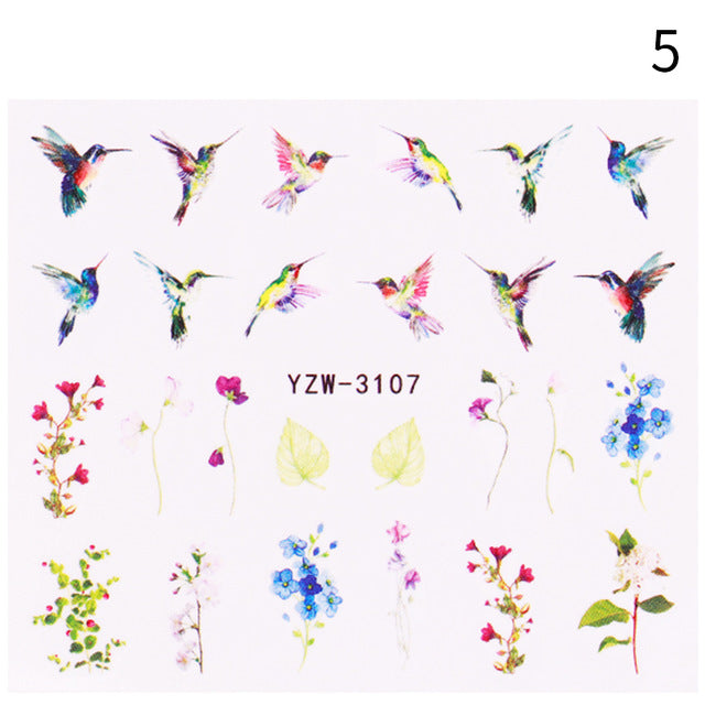 1 Sheet Nail Sticker Flower Leaves Slider Transfer Nail Stickers