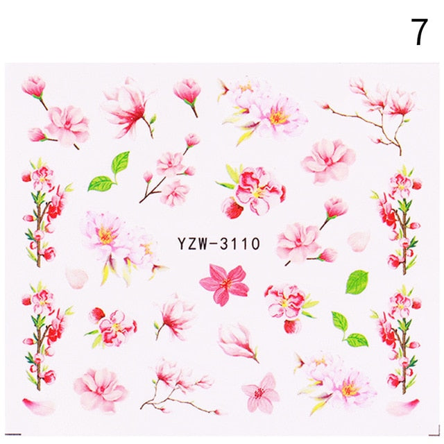 1 Sheet Nail Sticker Flower Leaves Slider Transfer Nail Stickers