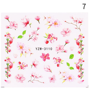 1 Sheet Nail Sticker Flower Leaves Slider Transfer Nail Stickers