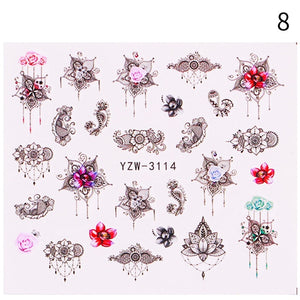 1 Sheet Nail Sticker Flower Leaves Slider Transfer Nail Stickers