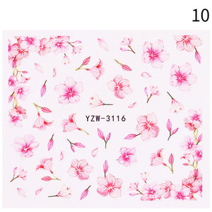 1 Sheet Nail Sticker Flower Leaves Slider Transfer Nail Stickers