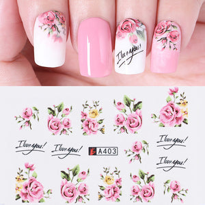 1 Sheet Nail Sticker Flower Leaves Slider Transfer Nail Stickers