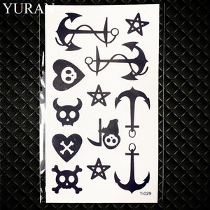 Hot Small Sexy Lips Leaf Black Cartoon Temporary Tattoo Cute Star Tattoo Sticker