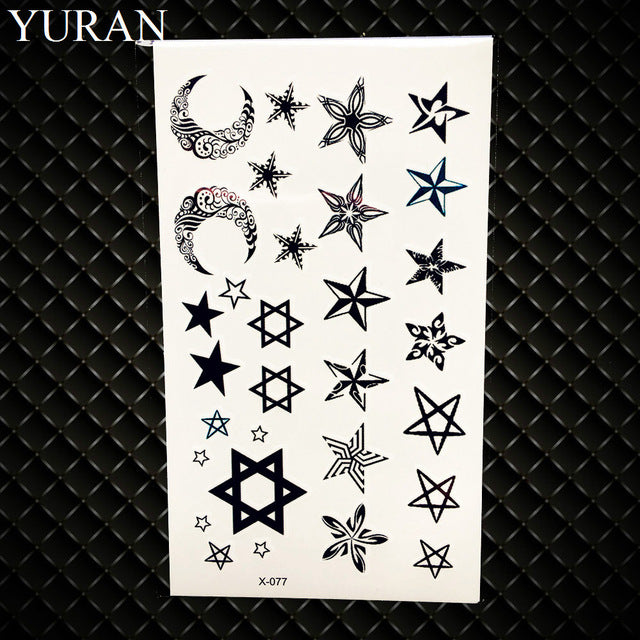 Hot Small Sexy Lips Leaf Black Cartoon Temporary Tattoo Cute Star Tattoo Sticker