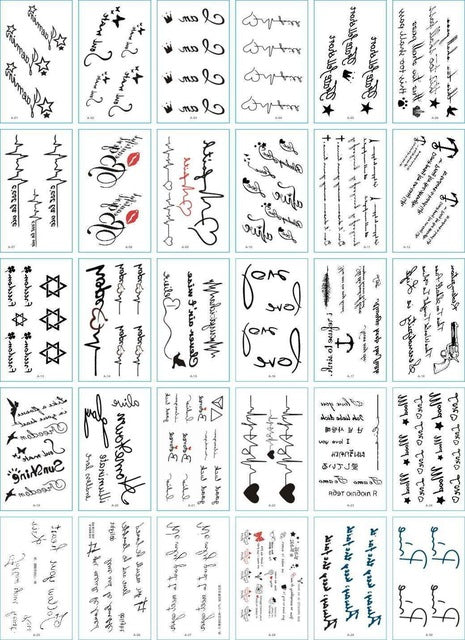 30Pcs/Set No Repeat Temporary Tattoo Stickers Waterproof Tattoos For Women