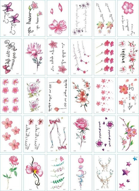 30Pcs/Set No Repeat Temporary Tattoo Stickers Waterproof Tattoos For Women