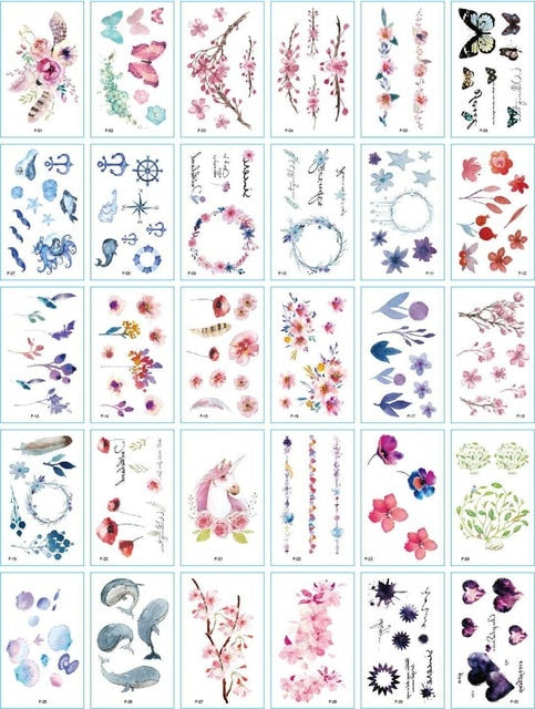 30Pcs/Set No Repeat Temporary Tattoo Stickers Waterproof Tattoos For Women