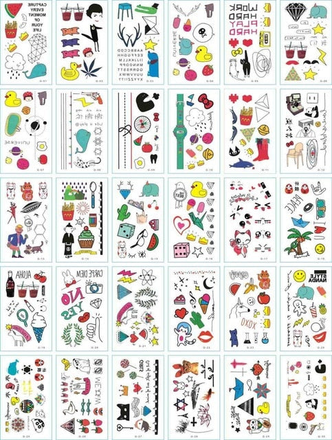 30Pcs/Set No Repeat Temporary Tattoo Stickers Waterproof Tattoos For Women