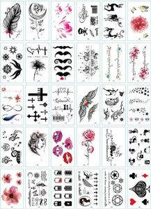 30Pcs/Set No Repeat Temporary Tattoo Stickers Waterproof Tattoos For Women