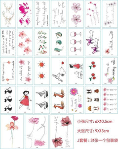 30Pcs/Set No Repeat Temporary Tattoo Stickers Waterproof Tattoos For Women