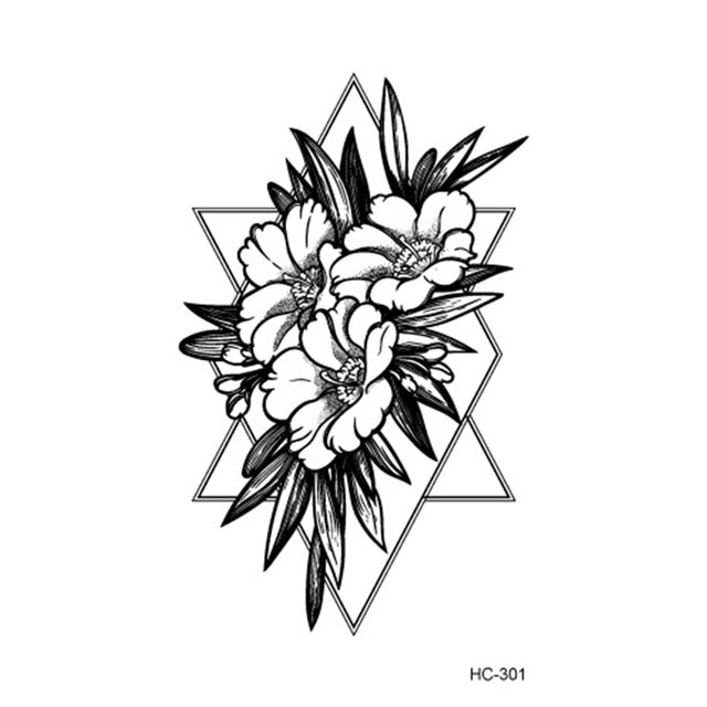 Hot 1PC Popular Ballet Black White Flowers Tattoos Sticker