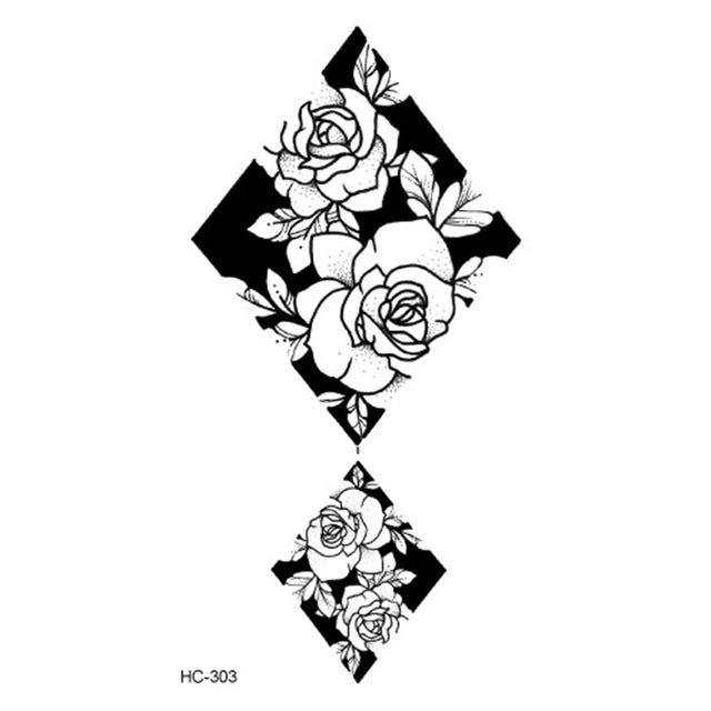 Hot 1PC Popular Ballet Black White Flowers Tattoos Sticker