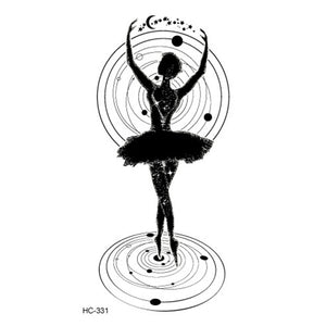 Hot 1PC Popular Ballet Black White Flowers Tattoos Sticker