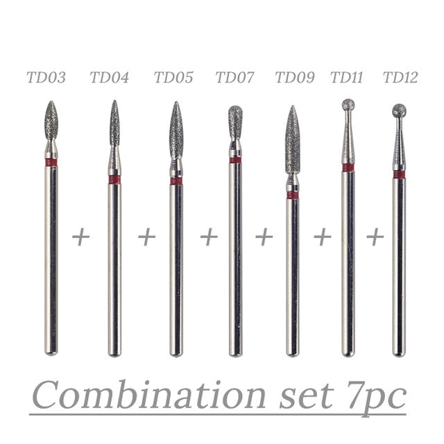 12 shapes Diamond Nail Drill Milling Nail Drill Bits Cuticle Cutter