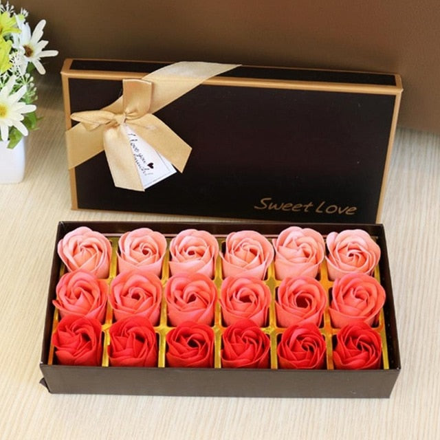 3 Colors 18Pcs/box Simulation Rose Soap with Gift Box Women Girl