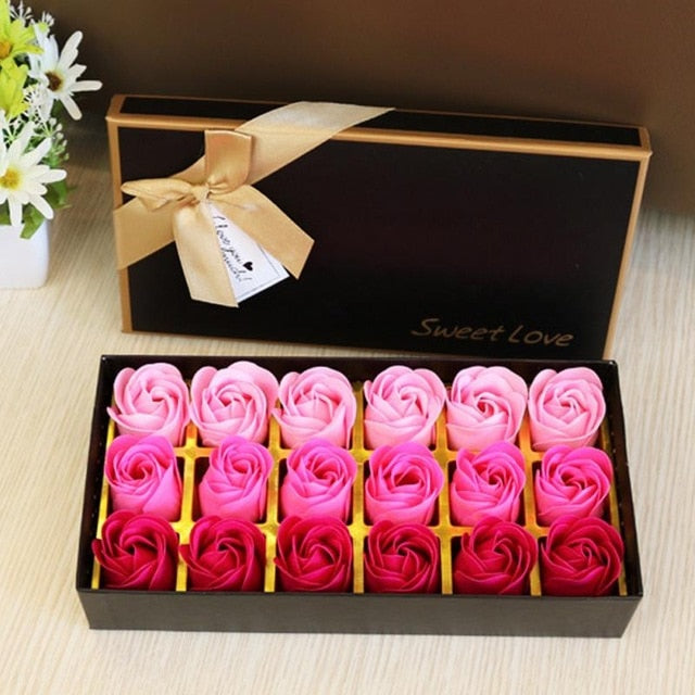 3 Colors 18Pcs/box Simulation Rose Soap with Gift Box Women Girl