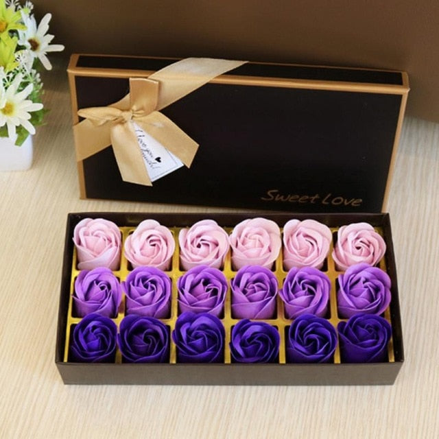 3 Colors 18Pcs/box Simulation Rose Soap with Gift Box Women Girl