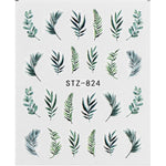 Load image into Gallery viewer, 1Pcs Water Nail Decal and Sticker Flower Leaf Tree Green Simple Summer DIY Slider
