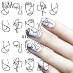 Load image into Gallery viewer, Full Beauty 1 Sheet Nail Water Sticker DIY Black Abstract Image Nail Art
