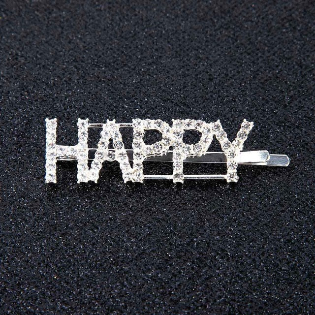 1Pc Shining Letter Hairpins Crystal Shiny Rhinestones Letters Hair Clips Women