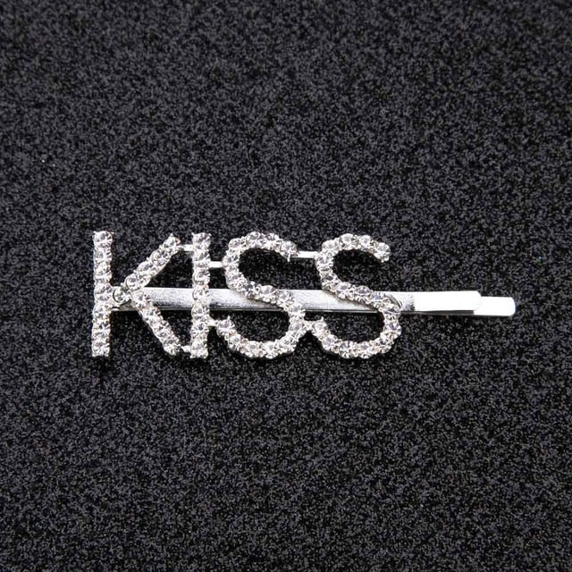 1Pc Shining Letter Hairpins Crystal Shiny Rhinestones Letters Hair Clips Women