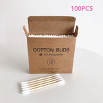 Load image into Gallery viewer, 100/200pc Double Head Cotton Swab Bamboo Cotton Swab Wood Sticks
