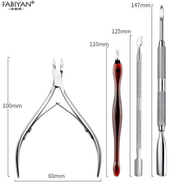 Set Nail Art Exfoliating Tools Scissors Plier Peeling Push Dead Skin Cuticle Pusher Nipper Spoon Remover Clipper Cutter