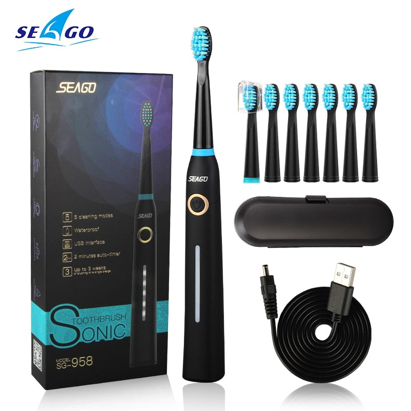 Seago Sonic Electric Toothbrush USB Rechargeable adult Waterproof