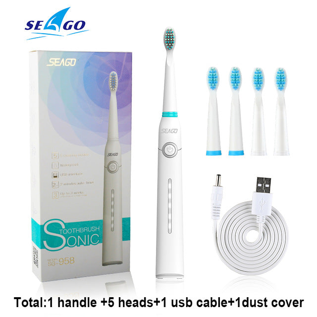 Seago Sonic Electric Toothbrush USB Rechargeable adult Waterproof