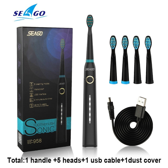 Seago Sonic Electric Toothbrush USB Rechargeable adult Waterproof