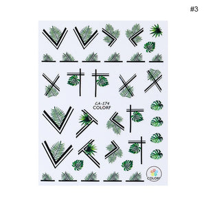 1 Sheet Nail Sticker Flower Leaves Slider Transfer Nail Stickers