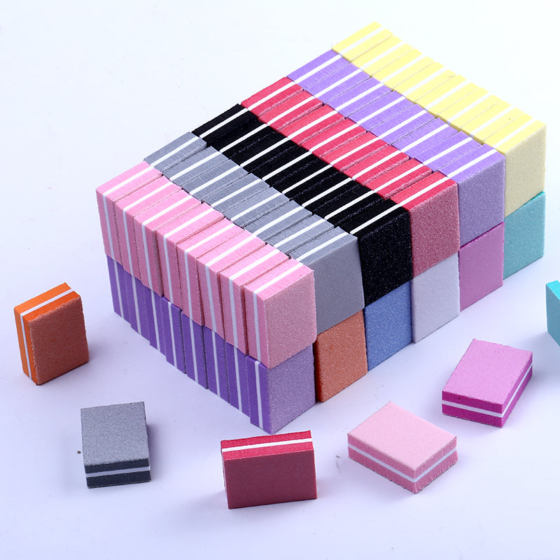 10/25/50pcs lot Double-sided Mini Nail File Blocks Colorful Sponge