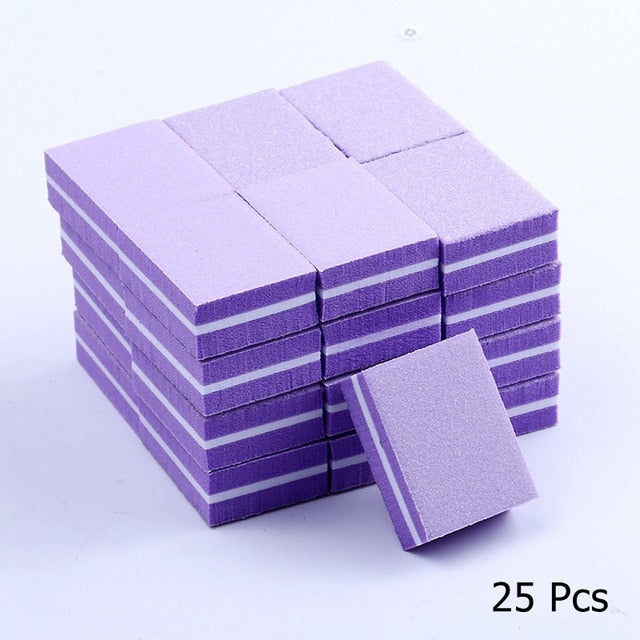 10/25/50pcs lot Double-sided Mini Nail File Blocks Colorful Sponge