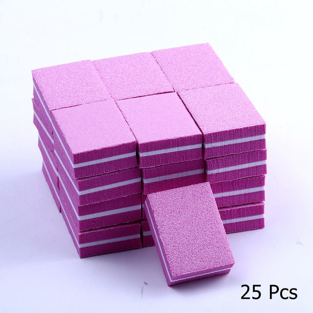 10/25/50pcs lot Double-sided Mini Nail File Blocks Colorful Sponge