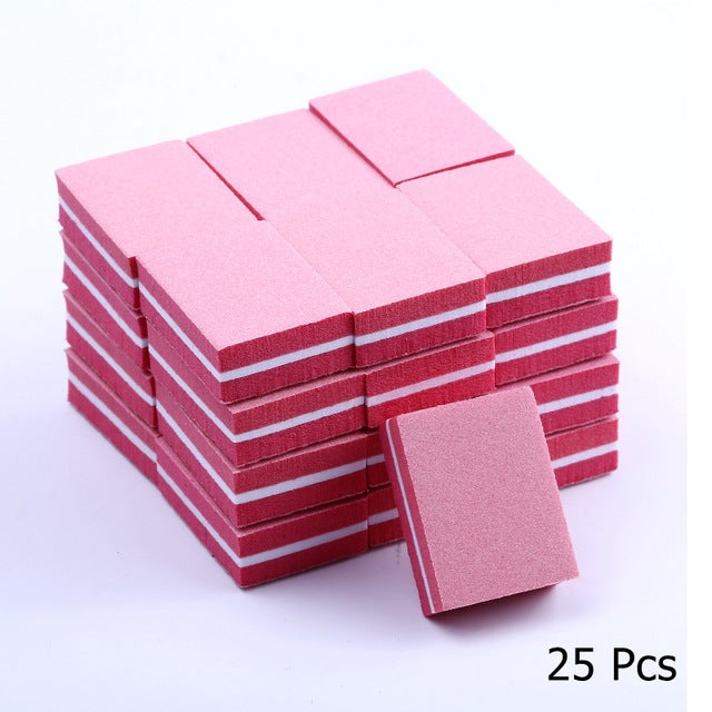 10/25/50pcs lot Double-sided Mini Nail File Blocks Colorful Sponge