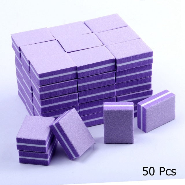 10/25/50pcs lot Double-sided Mini Nail File Blocks Colorful Sponge