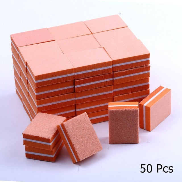 10/25/50pcs lot Double-sided Mini Nail File Blocks Colorful Sponge