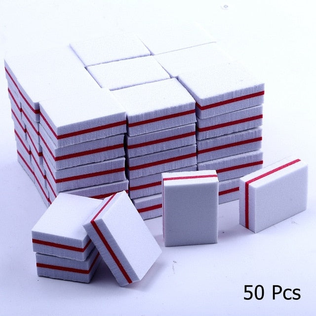 10/25/50pcs lot Double-sided Mini Nail File Blocks Colorful Sponge