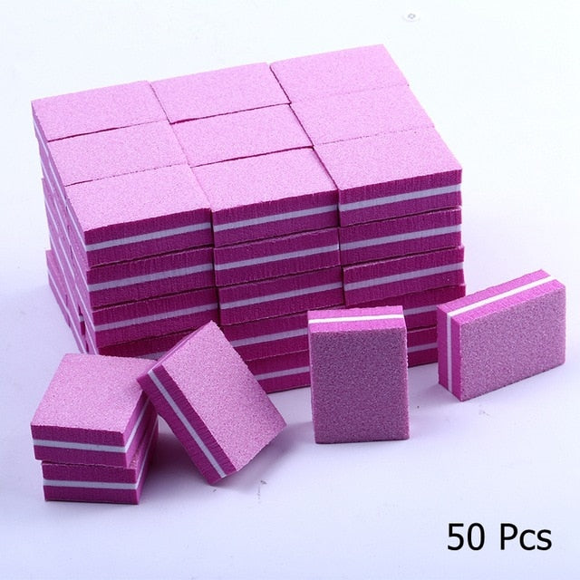 10/25/50pcs lot Double-sided Mini Nail File Blocks Colorful Sponge