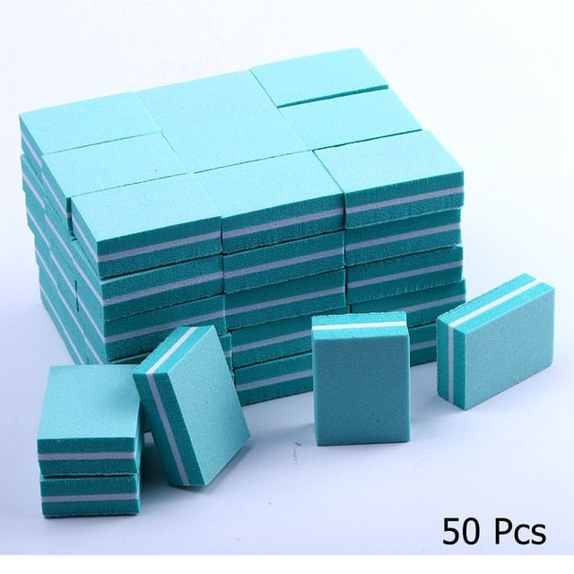 10/25/50pcs lot Double-sided Mini Nail File Blocks Colorful Sponge